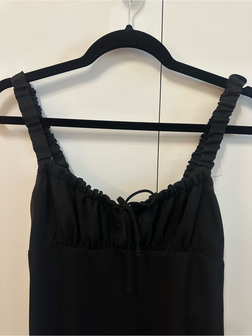 Dynamite Black Ruched-Strap Mini Slip Dress, Small - Picture 2 of 3